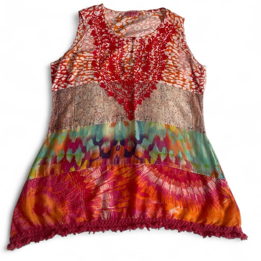 Ruby Yaya Embroidered Patchwork Boho Tunic Top - … - image 2